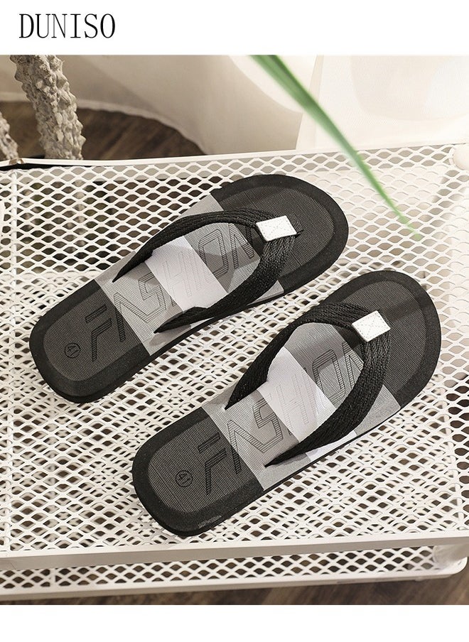 DUNISO Flip Flops for Men Quick Drying Flat Slipper House Bedroom Slippers with Non-Slip Soft Slippers Open Toe Beach Slipper for Spa Bath Pool Gym House Sandals for Indoor & Outdoor  - Image 3