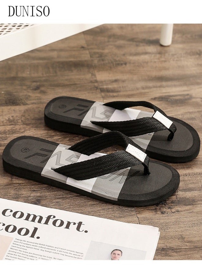 DUNISO Flip Flops for Men Quick Drying Flat Slipper House Bedroom Slippers with Non-Slip Soft Slippers Open Toe Beach Slipper for Spa Bath Pool Gym House Sandals for Indoor & Outdoor  - Image 4