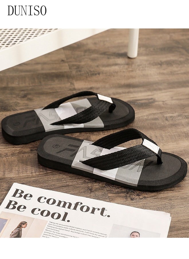DUNISO Flip Flops for Men Quick Drying Flat Slipper House Bedroom Slippers with Non-Slip Soft Slippers Open Toe Beach Slipper for Spa Bath Pool Gym House Sandals for Indoor & Outdoor  - Image 5