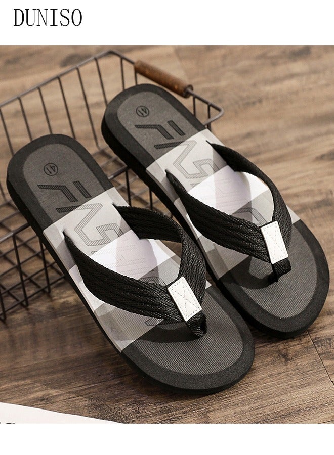Flip Flops for Men Quick Drying Flat Slipper House Bedroom Slippers with Non-Slip Soft Slippers Open Toe Beach Slipper for Spa Bath Pool Gym House Sandals for Indoor & Outdoor