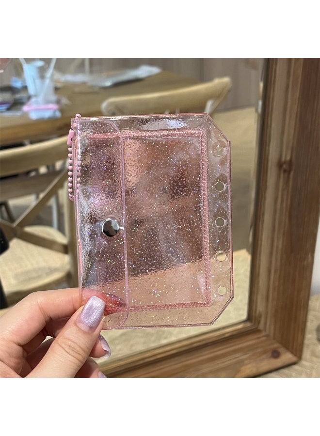 NIBEMINENT 1 - Piece M5 Glitter Powder Kpop Photo Card Holder Pendant Key Chain ID Badge Holder ID Card Holder Photo Card Protector for School ID Office ID Access Card for Women Girls - Image 1