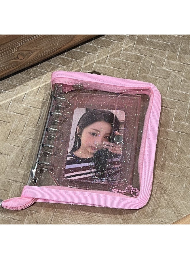 NIBEMINENT 1 - Piece M5 Glitter Powder Kpop Photo Card Holder Pendant Key Chain ID Badge Holder ID Card Holder Photo Card Protector for School ID Office ID Access Card for Women Girls - Image 3