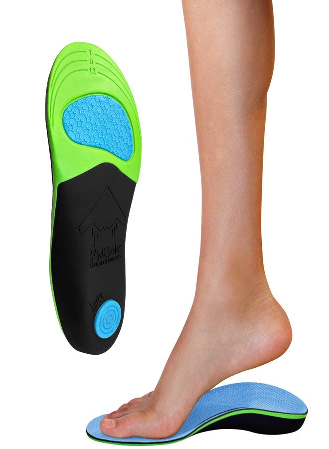 KidSole Stealth Fighter: High Arch Support Insole. Slim Profile, Strong Arch, Soft Memory Foam Top & Lightweight Design. Inward/Falling Ankle Correction ((21 CM US Toddler Size 11-2)) - Image 1