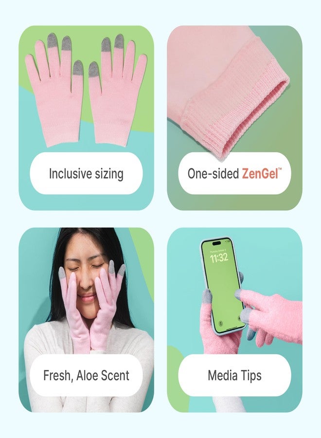 ZenToes Moisturizing Gloves for Dry Hands, Gel Infused with Jojoba Seed Oil, Olive Oil and Vitamin E, Overnight Hand Moisturizer (OSFM, Cotton Pink) - Image 3