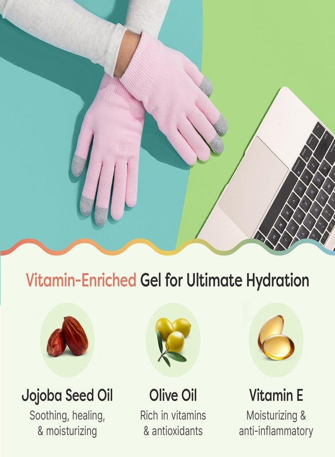 ZenToes Moisturizing Gloves for Dry Hands, Gel Infused with Jojoba Seed Oil, Olive Oil and Vitamin E, Overnight Hand Moisturizer (OSFM, Cotton Pink) - Image 4