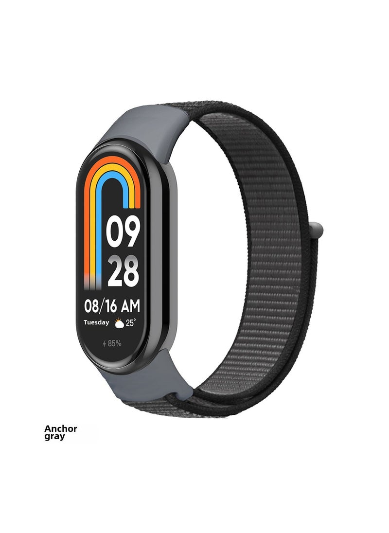Arabest 1 x 5 pcs Nylon Loop Strap for Xiaomi Mi Band 9/8 19# iron anchor Ash 