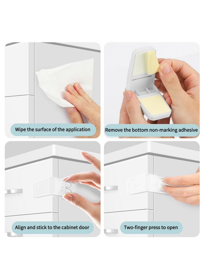 FYY أقفال خزائن للأطفال - عبوة 8 أقفال أمان للخزائن لحماية الأطفال أقفال أمان للخزائن لحماية الأطفال أقفال درج من نوع الزاوية مع لاصق قوي للخزائن والأدراج والأبواب - Image 4