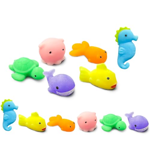 JIAHO 6 Pcs Ocean Sea Animals Mochi Squishy Toys Kawaii Squishies Small Mochi Squishy Toys for Kids Party Favors Marine Life Fidget Toys Bulk for Kids Prizes Goodie Bag Stuffers Squeeze Toys - Image 1