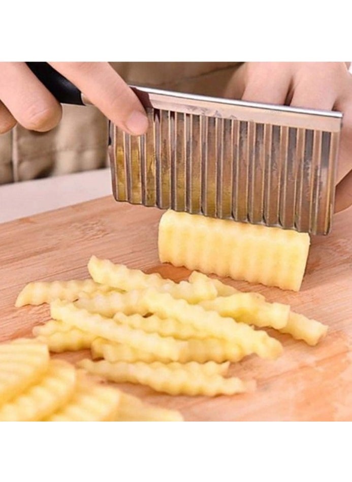 Wavy Potato Chips Cutter, Crinkle Cut Slicer for Potatoes, Cucumbers, Carrots, Vegetables, Stainless Steel Serrated Knife for French Fries, Fruits, Cheese, and Wavy Vegetable Slices - Professional Wavy Vegetable and Fruit Cutter - pzsku/Z91F6BAAB3E7F4CF0841FZ/45/_/1730184159/9ff08134-2e4c-4dca-8f81-6655fd4da7da