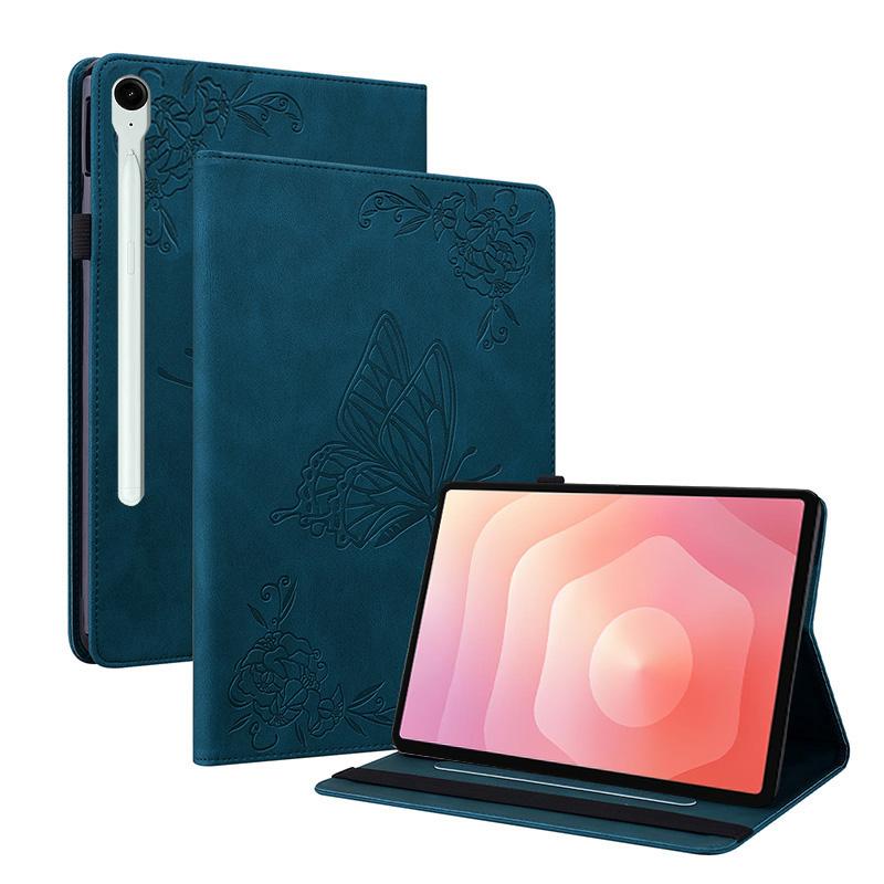 erorex For Samsung Galaxy Tab S11 Butterfly Flower Embossed Leather Tablet Case(Blue) - Image 1