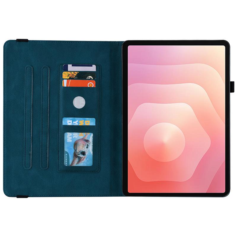 erorex For Samsung Galaxy Tab S11 Butterfly Flower Embossed Leather Tablet Case(Blue) - Image 4