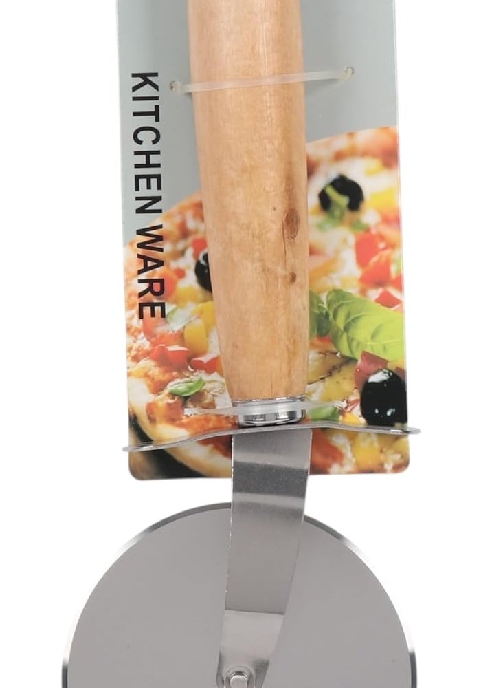 B&D Professional Pizza Cutter Wheel with Wooden Handle and Stainless Steel Blade - Image 2