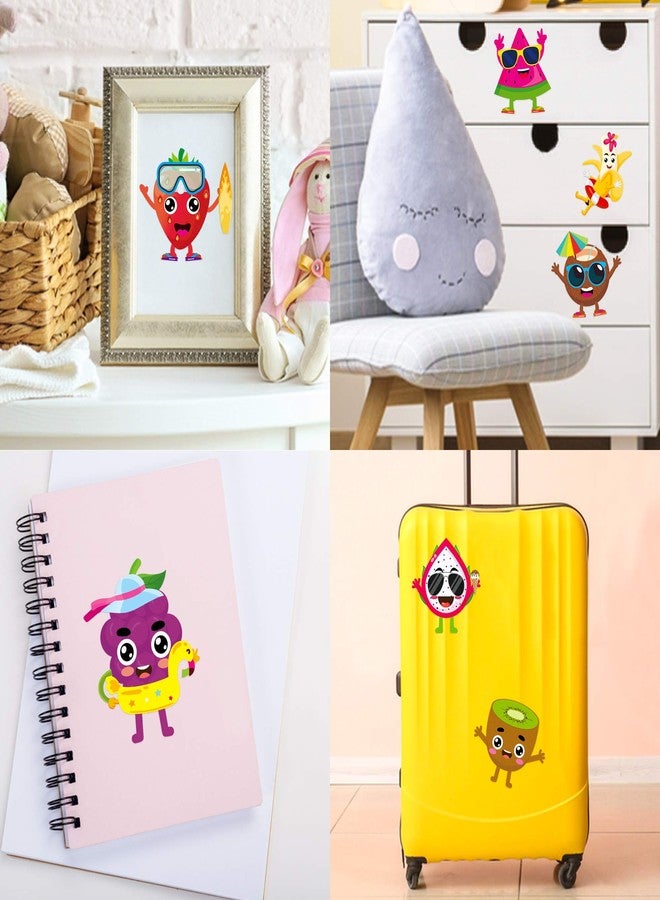 MALLMALL6 40Pcs Make Your Own Fruit Stickers 10 Kinds Cartoon Fruit Summer Hawaii Theme Characters Sticker DIY Dress Up Art Crafts Mixed and Matched Tutti Frutti Party Favors Games Decorations for Kid - Image 4