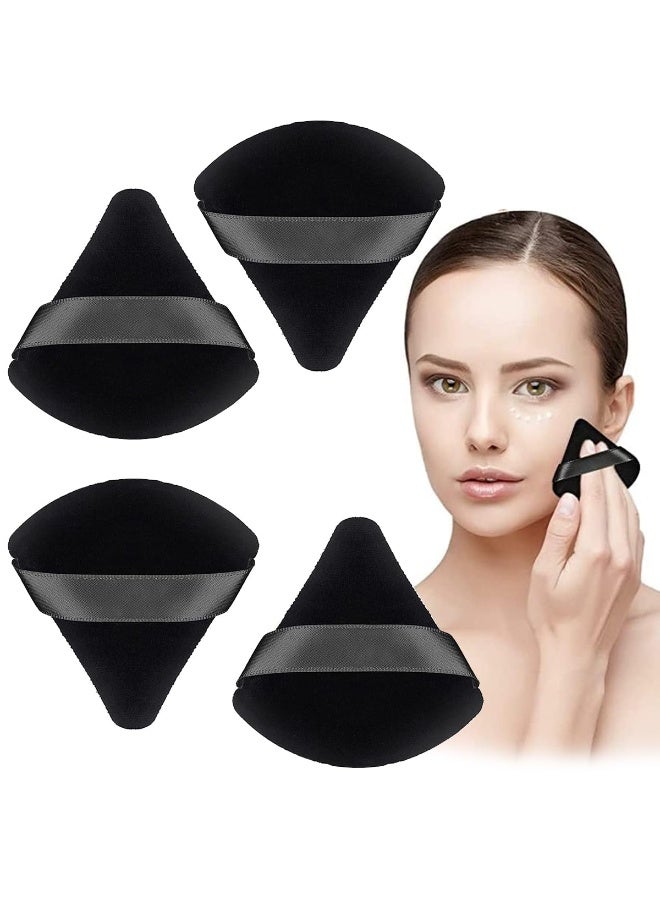MAYCREATE® 4pcs Triangle Powder Puff Makeup Sponge Puff Makeup Puff for Face Powder Loose Powder, Skin-Friendly Beauty Makeup Tools, Wet and Dry Use - Black - Image 1