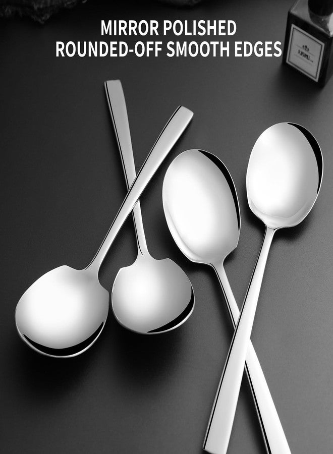 KEYOXY Large Serving Spoons, 8 Pieces Large Stainless Steel Serving Spoons Set Includes 8 Large Serving Spoons, Serving Spoons for Parties/Kitchen/Buffet, Dishwasher Safe, 9.2-Inch - Image 2