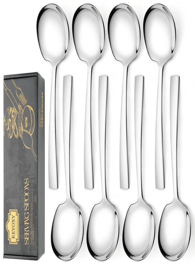 KEYOXY Large Serving Spoons, 8 Pieces Large Stainless Steel Serving Spoons Set Includes 8 Large Serving Spoons, Serving Spoons for Parties/Kitchen/Buffet, Dishwasher Safe, 9.2-Inch - Image 1