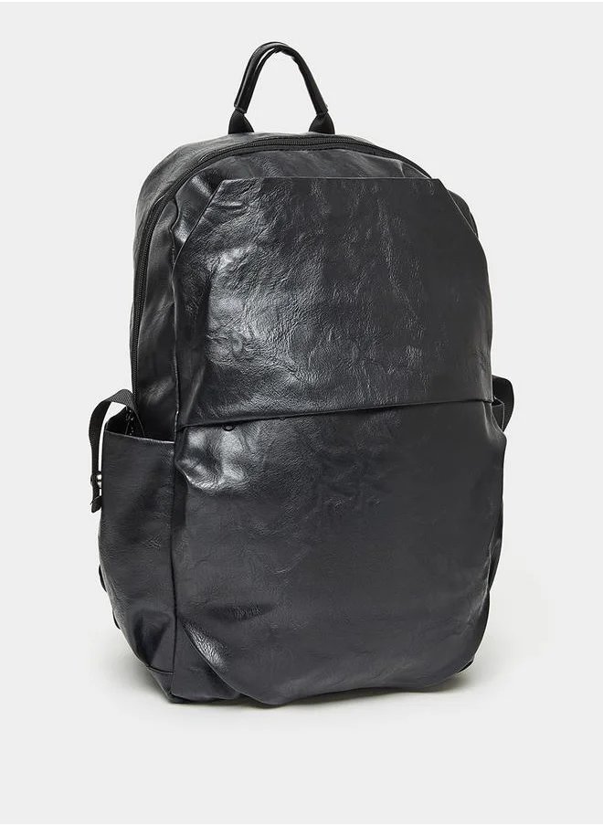 Styli Leather Look Backpack With Front Pocket