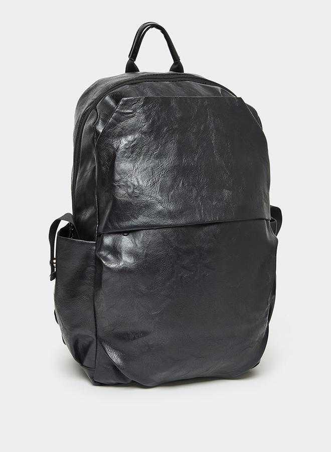 Styli Leather Look Backpack With Front Pocket - Image 1