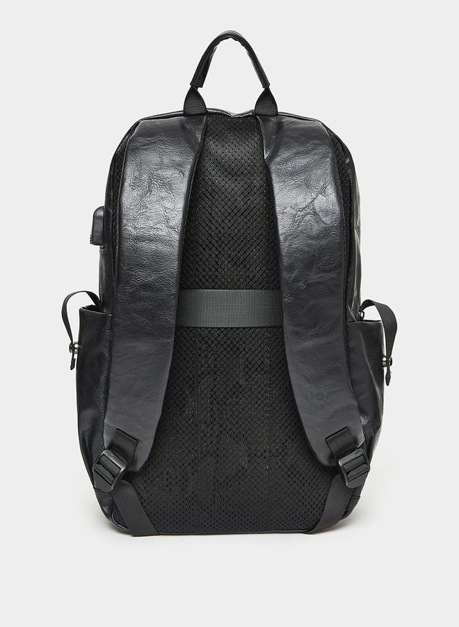 Styli Leather Look Backpack With Front Pocket - Image 3