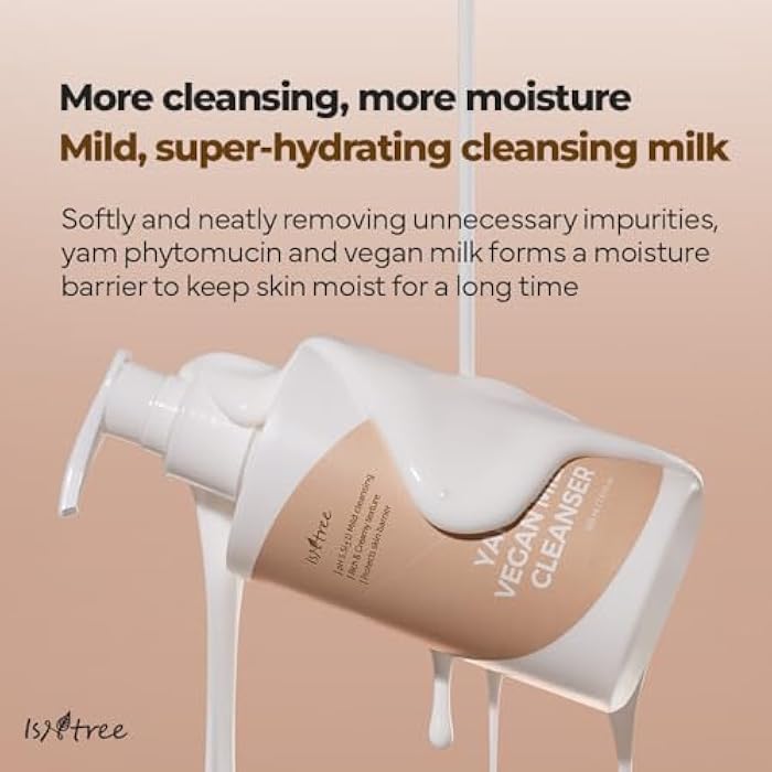 IsNtree Yam Root Vegan Milk Cleanser 220ml, 7.43 fl.oz | Korean Facial Cleanser for Sensitive Skin | Rich & Creamy Texture | Hydrating & Mild | Vegan & Cruelty-Free Skincare - Image 5