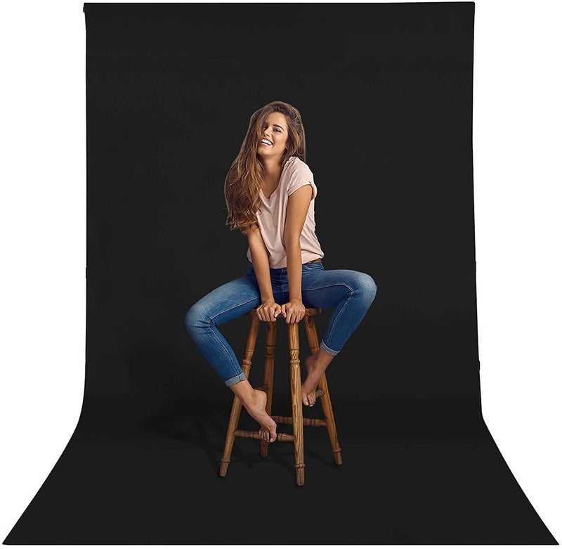 HIFFIN PRO 8 ft. X 12 ft. Long Life Time Reusable Black Screen Chromakey Photo Video Photography Studio Fabric Backdrop, Background, Pure Black Muslin, Photography Studio - Image 1