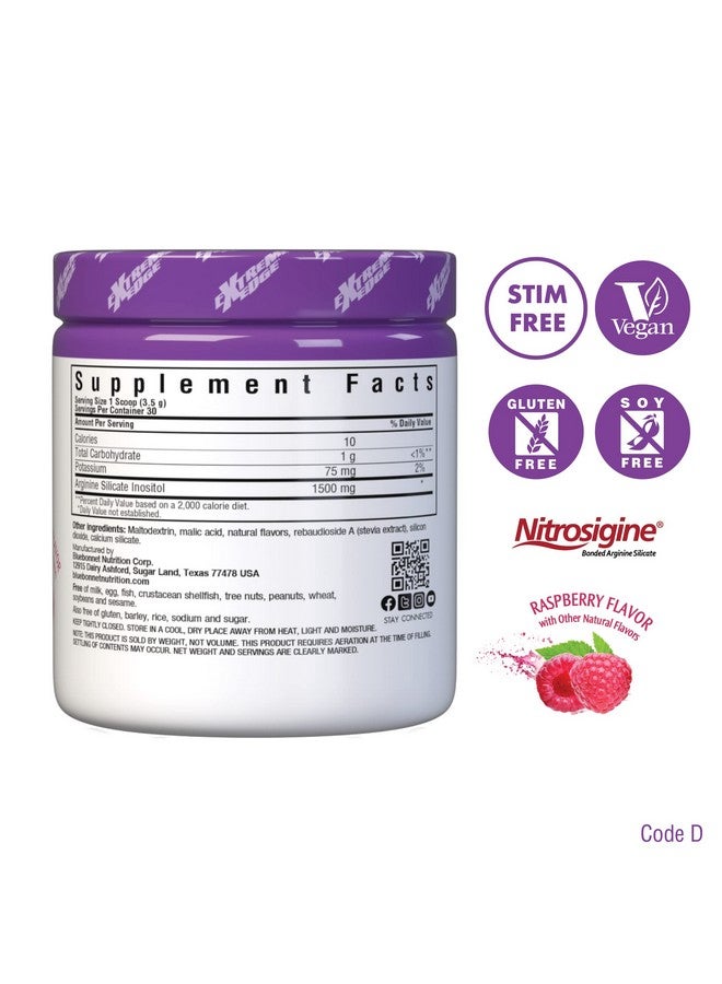 Bluebonnet Nutrition Extreme Edge Nitro Powder, Nitric Oxide Precursor*, Increase Blood Flow*, Soy-Free, Gluten-Free, Vegan, Raspberry Flavor, 3.7 oz, 30 Servings - Image 2