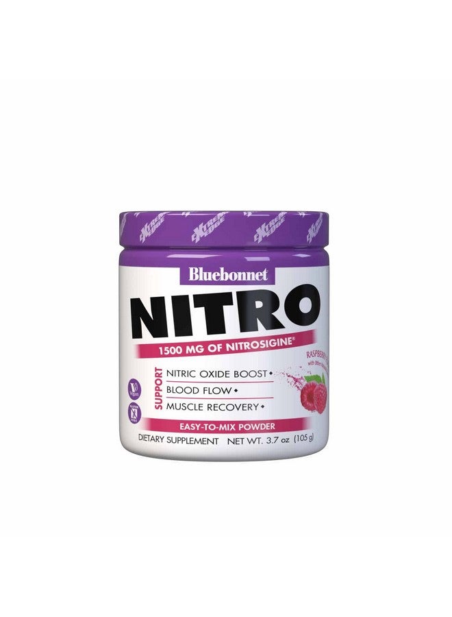 Bluebonnet Nutrition Extreme Edge Nitro Powder, Nitric Oxide Precursor*, Increase Blood Flow*, Soy-Free, Gluten-Free, Vegan, Raspberry Flavor, 3.7 oz, 30 Servings - Image 1