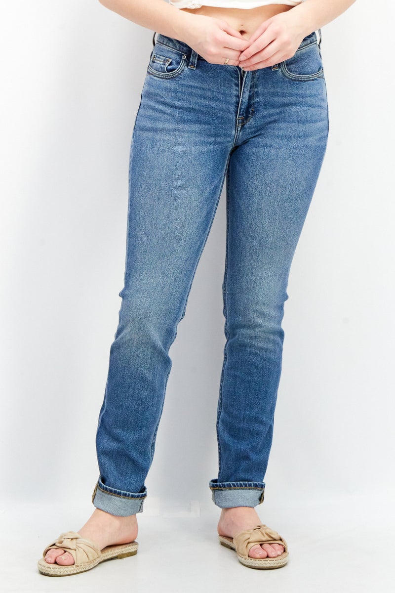 ESPRIT Women Straight Fit Stretchable Denim Jeans, Blue - Image 1