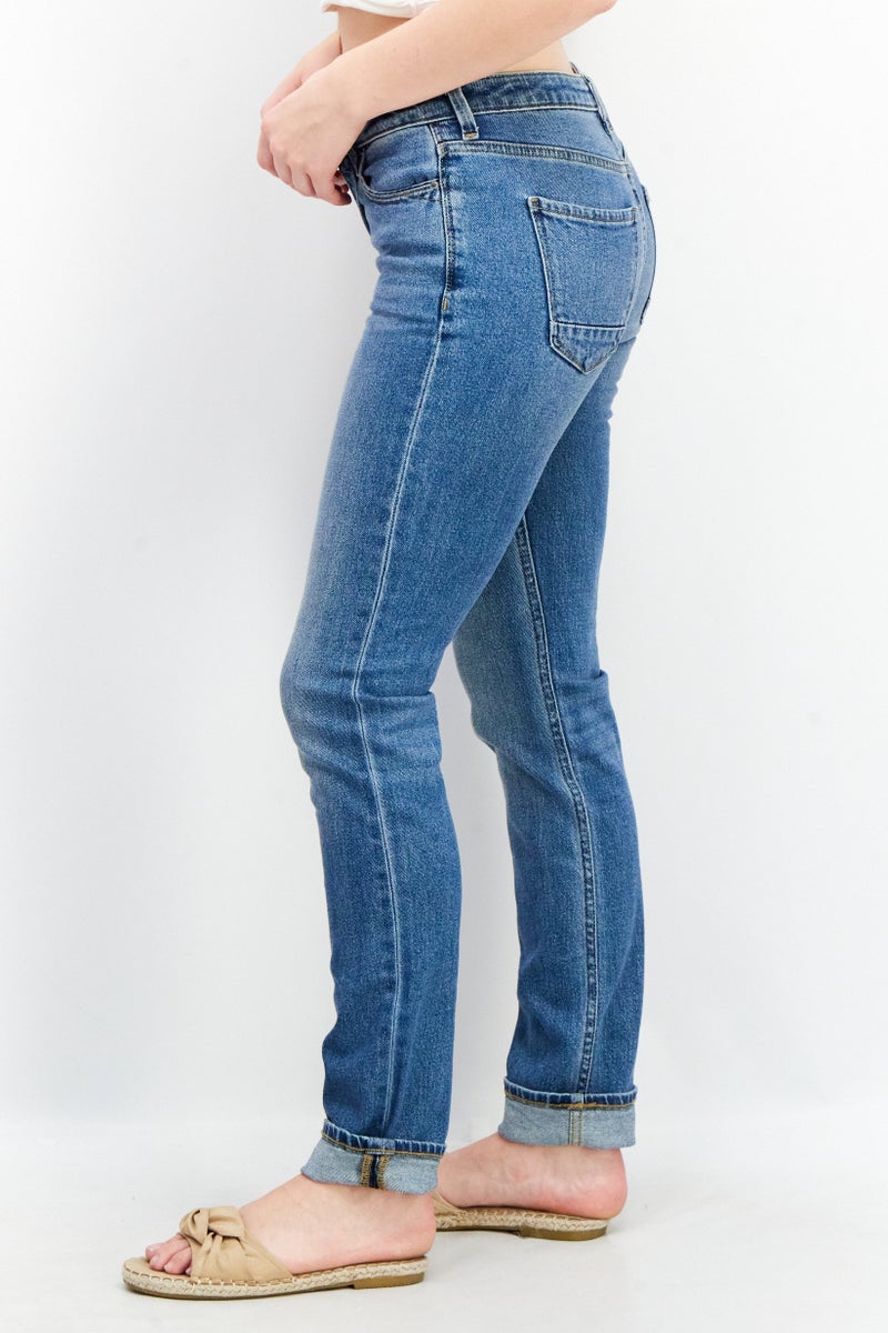 ESPRIT Women Straight Fit Stretchable Denim Jeans, Blue - Image 4