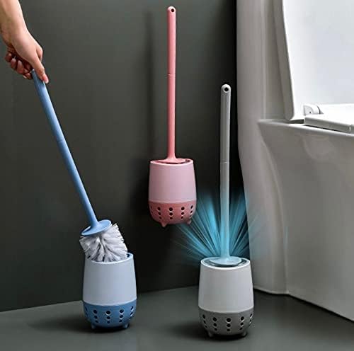 Topinon Toilet Bowl Brush Holder Set: Wall Mounted Bathroom Deep Cleaning Toilet Cleaner Scrubber with Soft Bristle for Dead Corner Clean, 1 Pc (Random Color) - Image 1