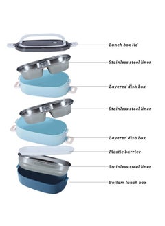 GGEROU Bento Lunch Box with Bag Bento Box Adult Stainless Steel Lunch Box Food Container with Utensils and Handle Bento Box Adult Lunch Box Lunch Box for Kids and Adults  - Image 3