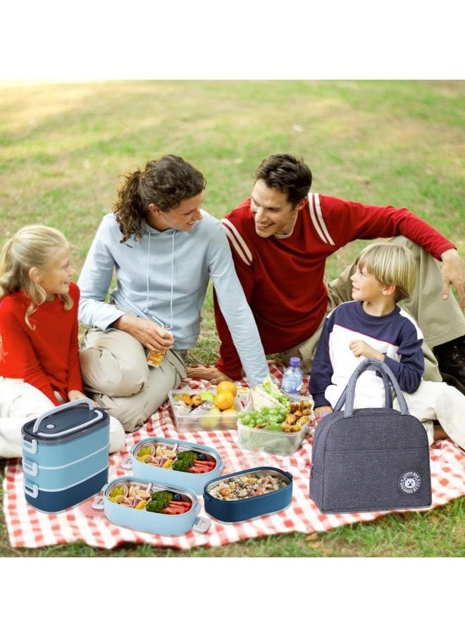 GGEROU - Bento Lunch Box with Bag Bento Box Adult Stainless Steel Lunch Box Food Container with Utensils and Handle Bento Box Adult Lunch Box Lunch Box for Kids and Adults - Image 1
