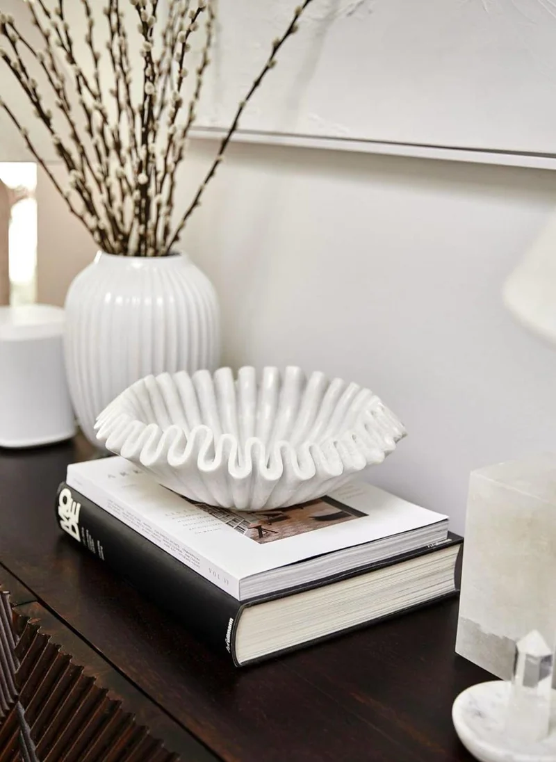 Casa Quesera HandCrafted Fluted Marble Bowl-9 inches
