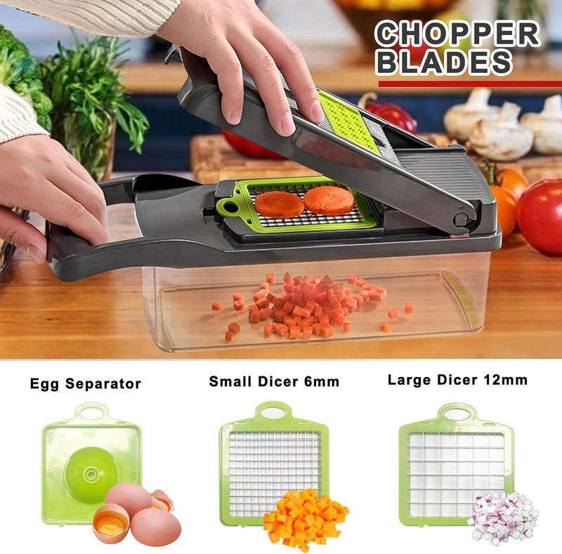 Auzeuner Multifunctional Veggie Chopper - 14 in 1 Food Chopper With 8 Blades, Slicer, Dicer, Cutter for Vegetables, Onions, and More - Hand Guard Included - Image 4