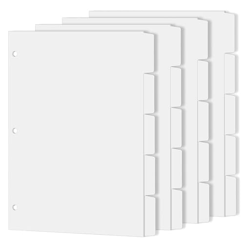Coidea Binder Dividers for 3 Ring Binder, 1/5 Cut Tabs, Letter Size, Blank Write On Page Dividers with 5 Big Tabs for School Office Home, 4 Sets, 20 Dividers, White - Image 1