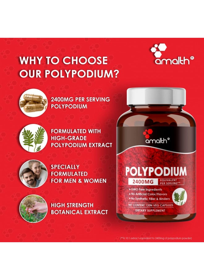 AMALTH - AMALTH Polypodium Leucotomos Extract 2400mg Per Day Supports Natural Healthy Skin -Antioxidant Supplements -120 Capsules (Vegetarian, Non-GMO & Gluten Free) - Image 1