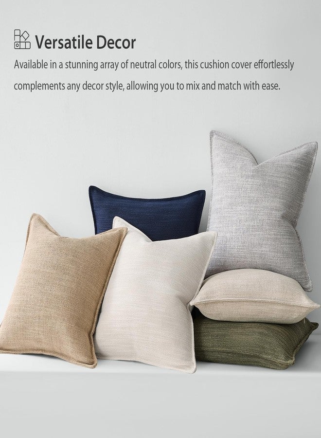 Meekio Set of 2 Linen Beige Pillow Covers 18x18, Linen Look Throw Pillow Covers with Flange Edge for Sofa Couch Living Décor - Image 4