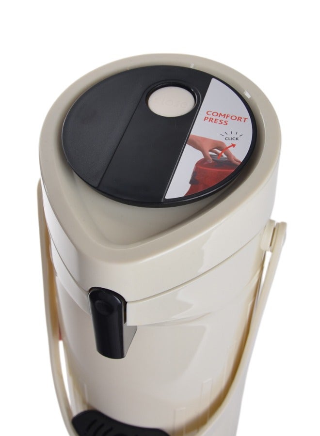 GAZELLA Comfort Plastic Press Tea and Coffee Flask 1.9 Liter Ivory for Daily Use and Outdoor Activities - Image 4