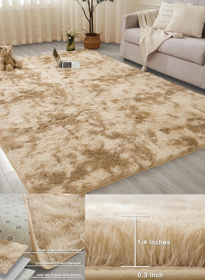 وانغبانغزي سجادة منطقة مجردة فاخرة لغرف النوم، غرفة المعيشة، وغرفة الأطفال – سجادة فخمة باللون الكاكي لغرف الأطفال، السكن الجامعي، وأرضيات المنزل الداخلية - Image 1