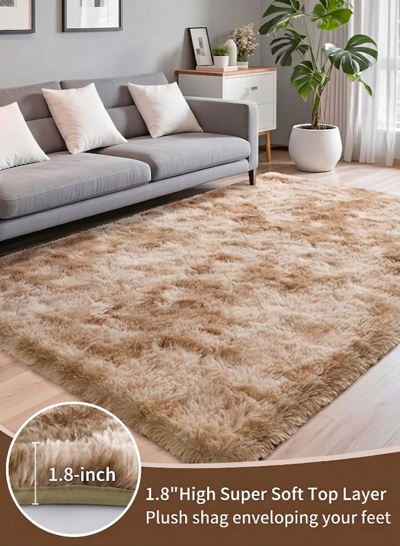 WangPangZi Fuzzy Area Rug – Plush Khaki Carpet for Bedroom, Living Room, Kids Nursery & Dorm Room - Image 1