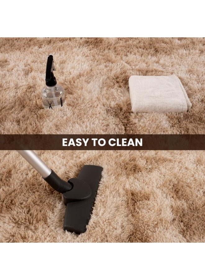 WangPangZi Fuzzy Area Rug – Plush Khaki Carpet for Bedroom, Living Room, Kids Nursery & Dorm Room - Image 4
