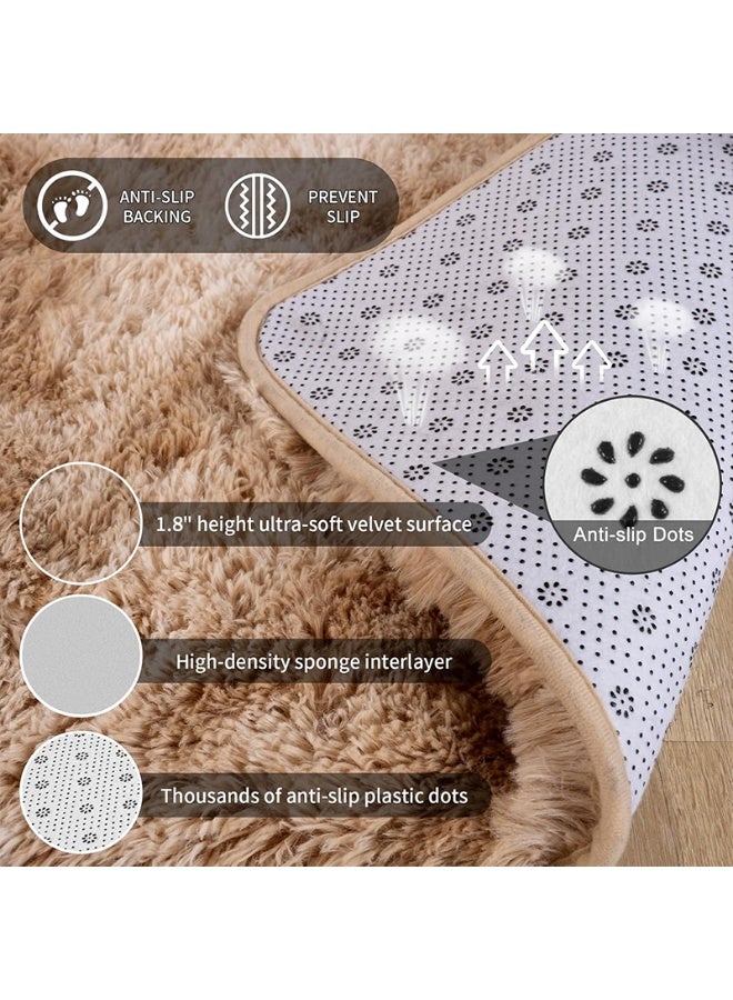 WangPangZi Fuzzy Area Rug – Plush Khaki Carpet for Bedroom, Living Room, Kids Nursery & Dorm Room - Image 3