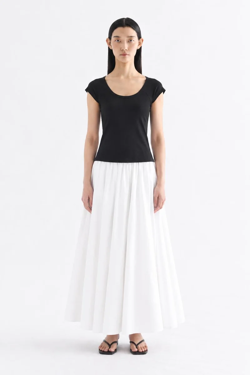 The Editor's Market Kerine Scoop Neck Cap Sleeve Top - Black