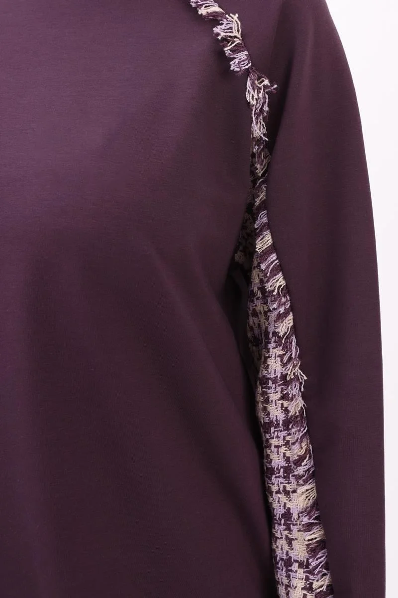 Allday Plum-Tweed Garni Detailed Trouser Set