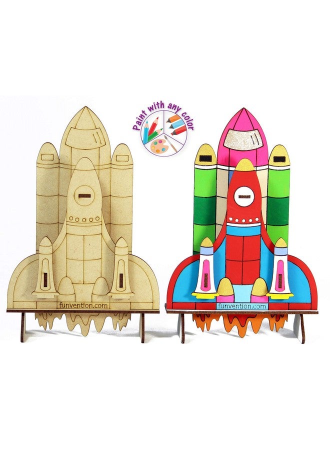 فنفينشين مكوك فضاء فنفنشن - نموذج تلوين ثلاثي الأبعاد (عبوة من 6 قطع) - منظم مكتبي قابل للحمل بنفسك - لعبة ألغاز ثلاثية الأبعاد لتعلم العلوم والرياضيات والهندسة والتكنولوجيا - مجموعة فنية وتلوين ورسم للأطفال - هدية عيد ميلاد، عبوة حفلات للأطفال - Image 2