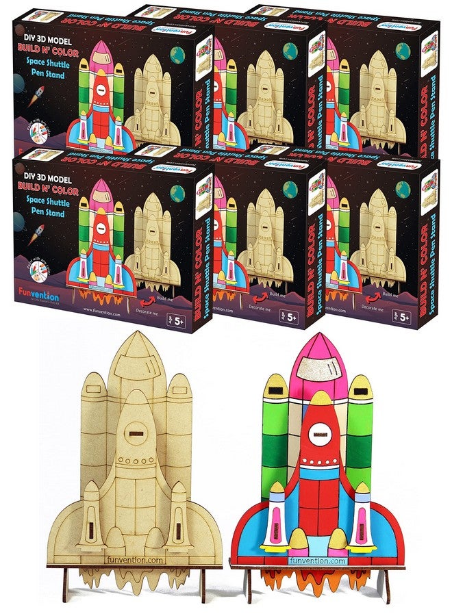 فنفينشين مكوك فضاء فنفنشن - نموذج تلوين ثلاثي الأبعاد (عبوة من 6 قطع) - منظم مكتبي قابل للحمل بنفسك - لعبة ألغاز ثلاثية الأبعاد لتعلم العلوم والرياضيات والهندسة والتكنولوجيا - مجموعة فنية وتلوين ورسم للأطفال - هدية عيد ميلاد، عبوة حفلات للأطفال - Image 1
