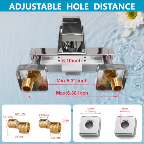 Midanya Wall Mount Bathtub Faucet with Handheld Spray Waterfall Tub Filler Single Handle Bathroom Tub Mixer Tap Hand-Shower System with Curved Spout Commercial,Polish Chrome - Image 5