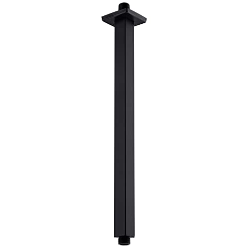 Anpean 16 Inch Square Ceiling Mounted Shower Arm and Flange Matte Black - Image 1