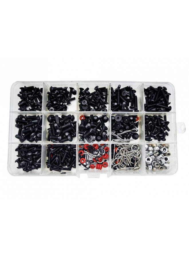 Nuofan 500pcs RC Car Screws Kits M3/M4/E Buckle/Shell Buckle/Screw Nuts/Hex Screws/Plugs RC Repair Tool Kit for HSP/Wltoys/Traxxa Scale RC Cars (500pcs) - Image 1