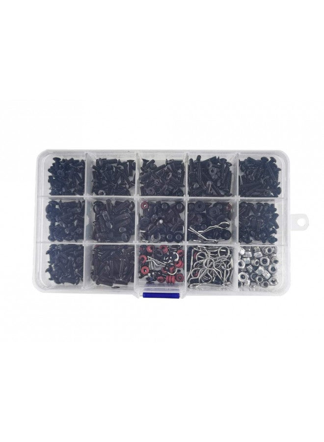 Nuofan 500pcs RC Car Screws Kits M3/M4/E Buckle/Shell Buckle/Screw Nuts/Hex Screws/Plugs RC Repair Tool Kit for HSP/Wltoys/Traxxa Scale RC Cars (500pcs) - Image 4